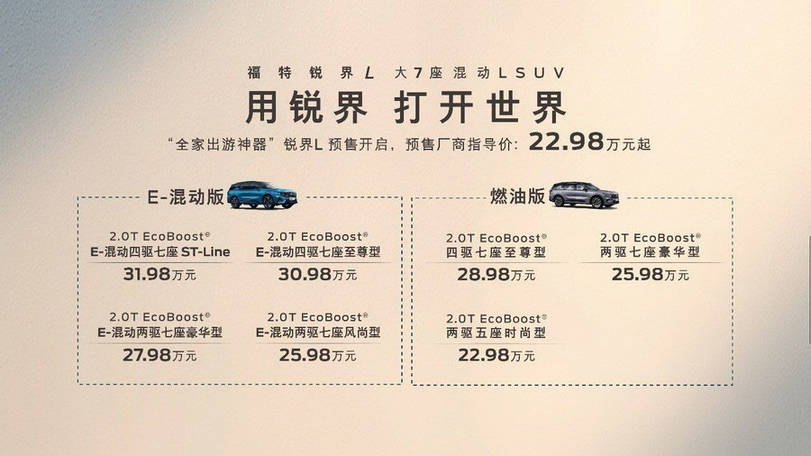 預(yù)售22.98萬(wàn)起的福特銳界L配置拉滿(mǎn)，把想要的都給你